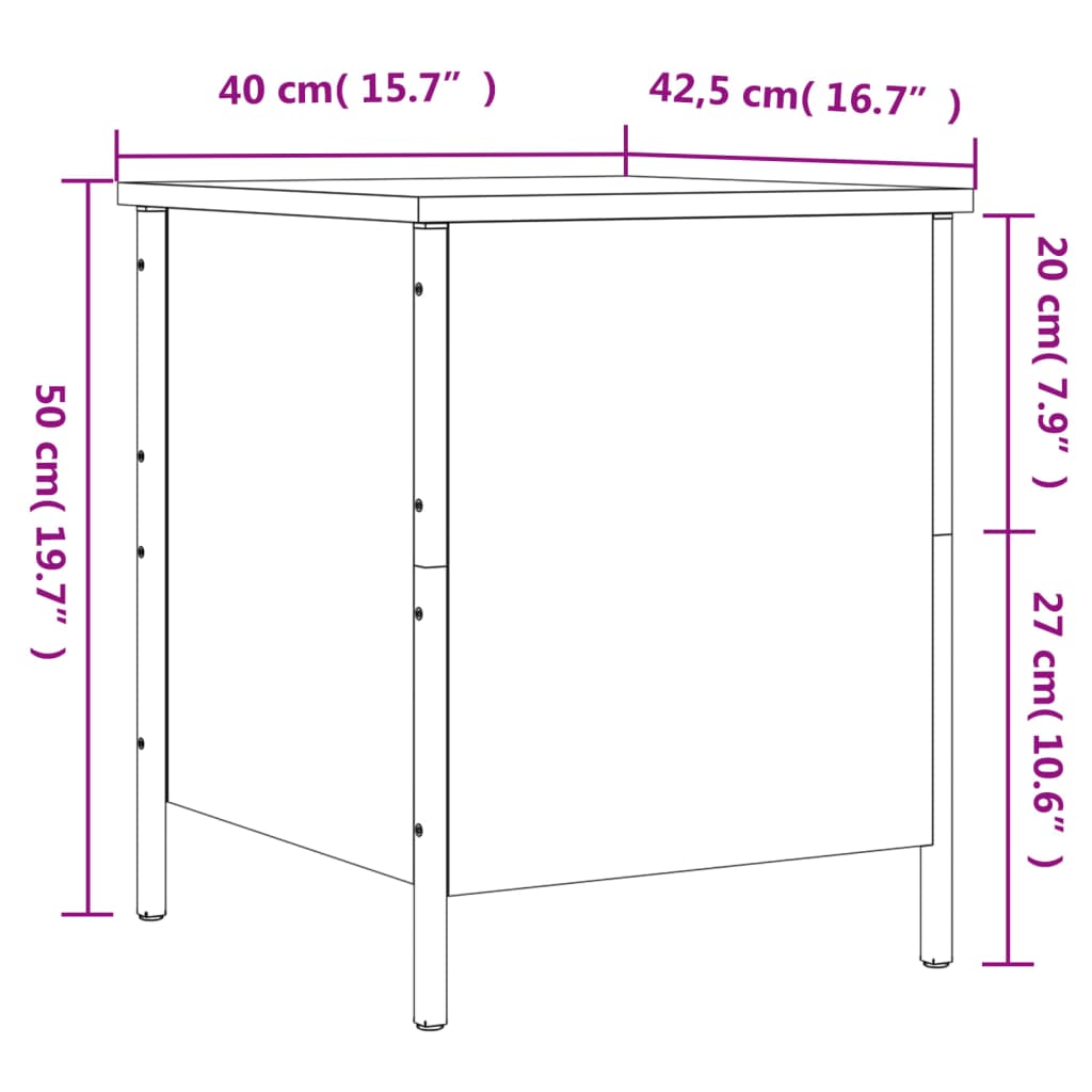Παγκάκι Αποθήκευσης Καφέ Δρυς 40x42,5x50 εκ. από Επεξ. Ξύλο 12
