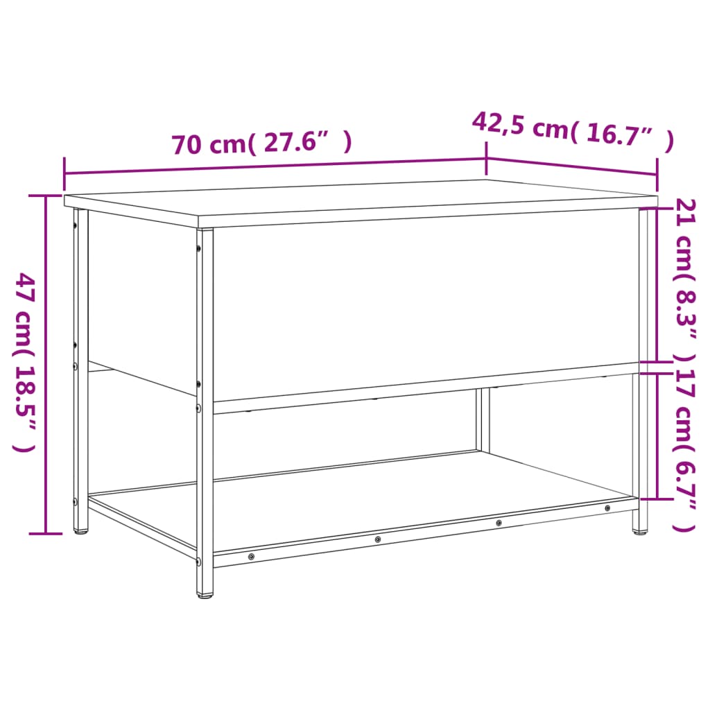Παγκάκι Αποθήκευσης Γκρι Sonoma 70x42,5x47εκ Επεξεργασμένο Ξύλο 12