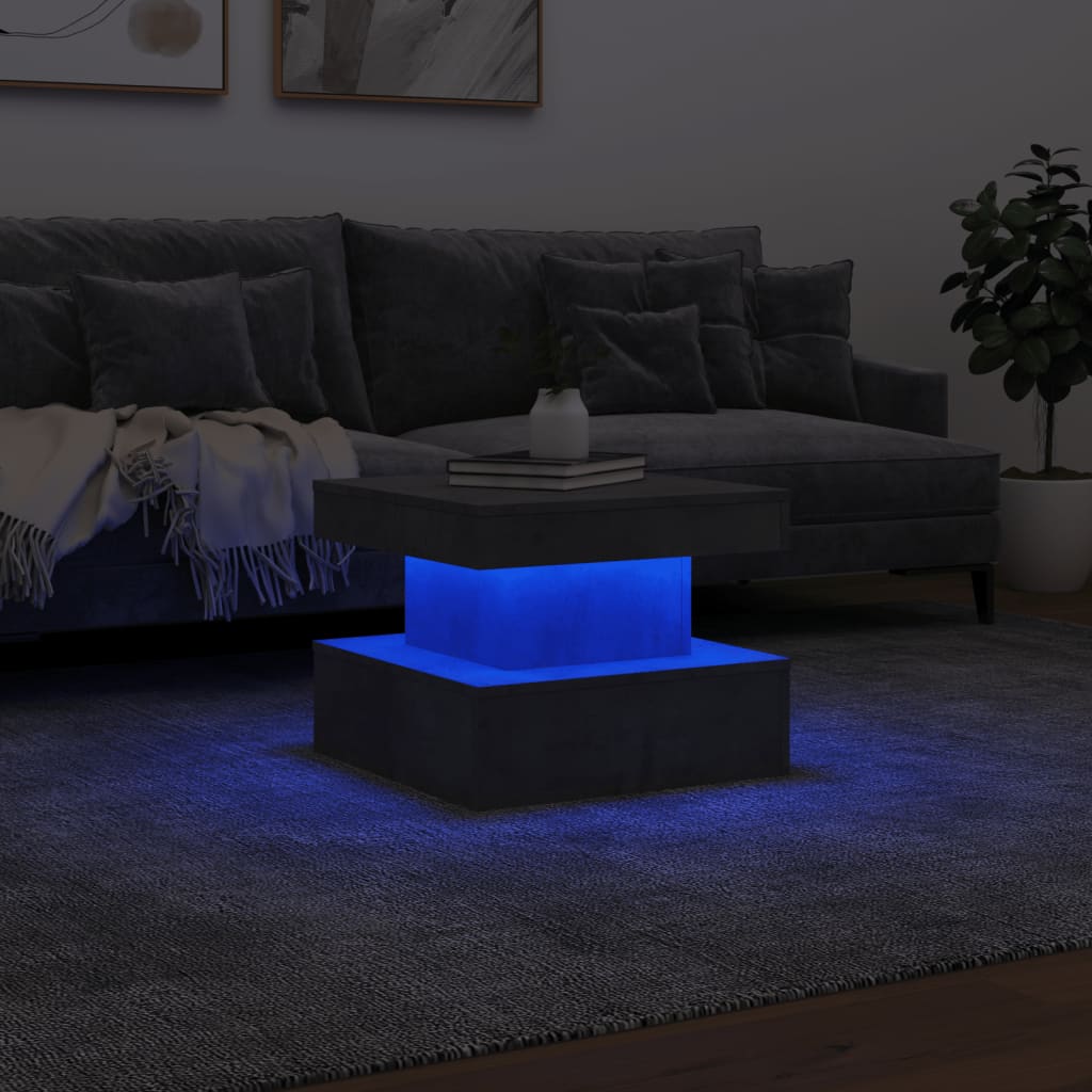 Τραπεζάκι Σαλονιού με LED Γκρι Σκυροδέματος 50 x 50 x 40 εκ. 5
