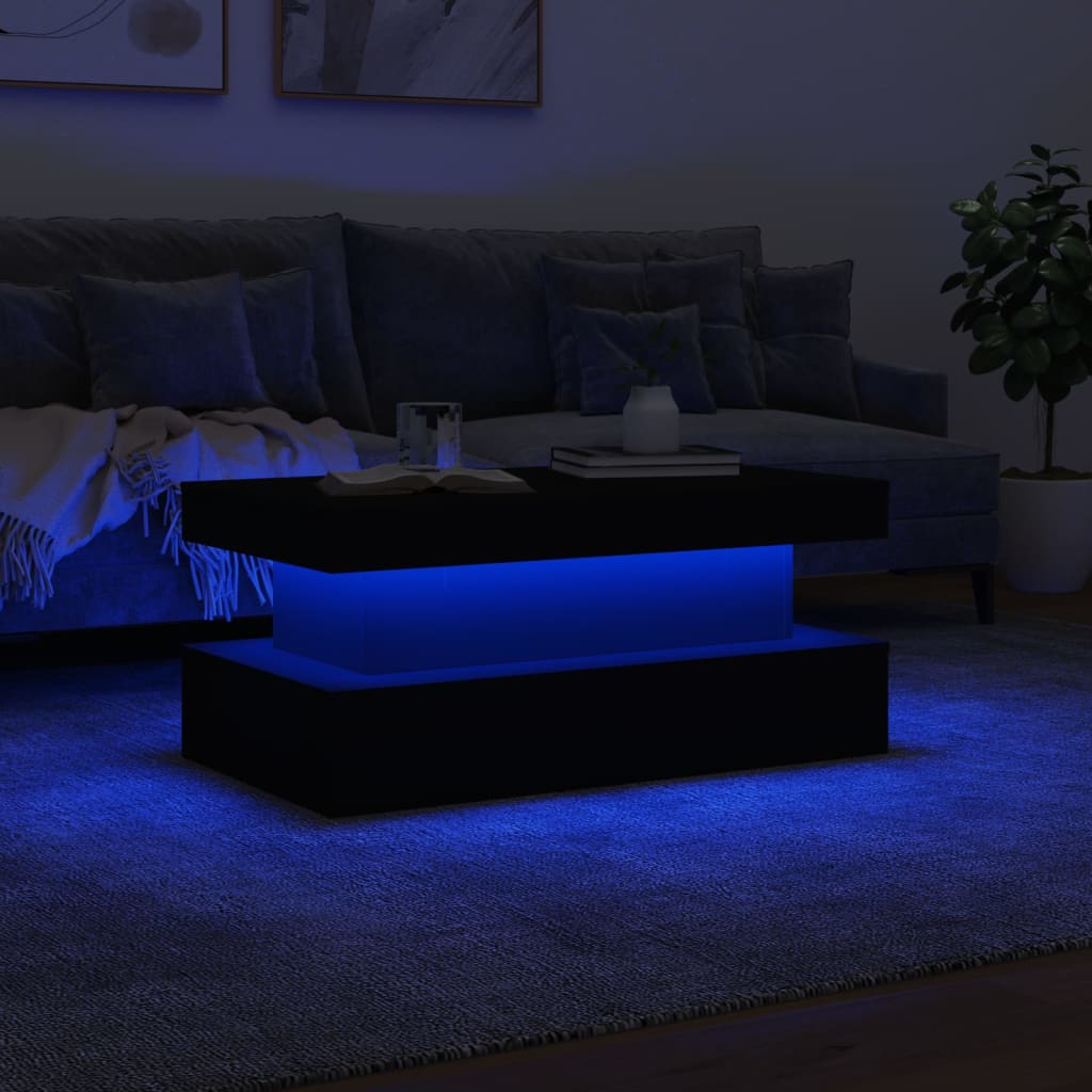Τραπεζάκι Σαλονιού με LED Μαύρο 90 x 50 x 40 εκ. 5