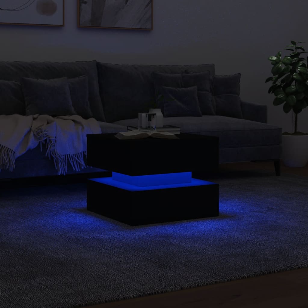 Τραπεζάκι Σαλονιού με LED Μαύρο 50 x 50 x 40 εκ. 5