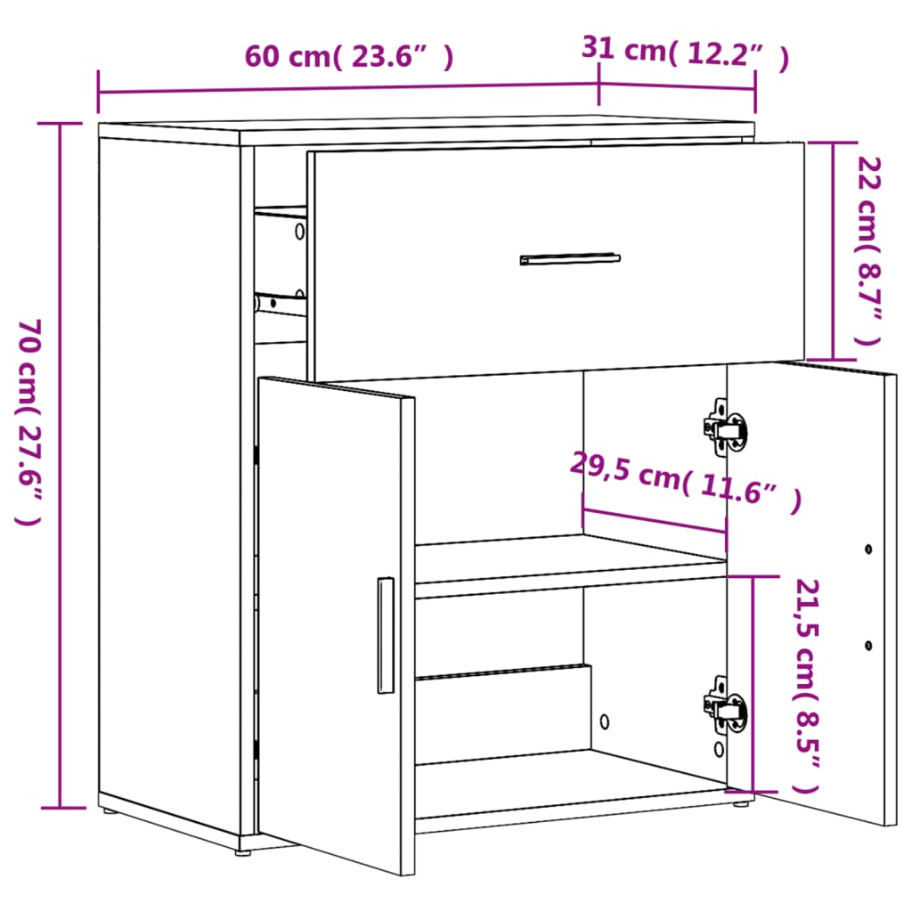 Βοηθητικό Ντουλάπι Καπνιστή Δρυς 60x31x70εκ. Επεξεργασμένο Ξύλο 10