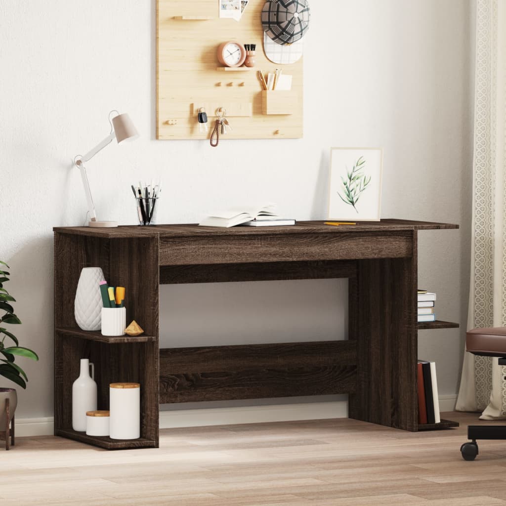 Γραφείο Καφέ Δρυς 140 x 50 x 75 εκ. από Επεξεργασμένο Ξύλο 1