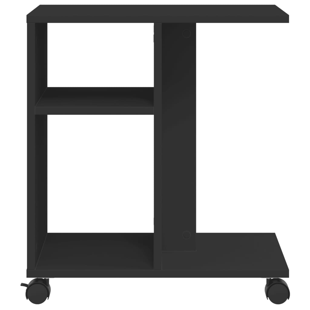 Βοηθητικό Τραπέζι με Ρόδες Μαύρο 50x30x55 εκ. Επεξ. Ξύλο 5