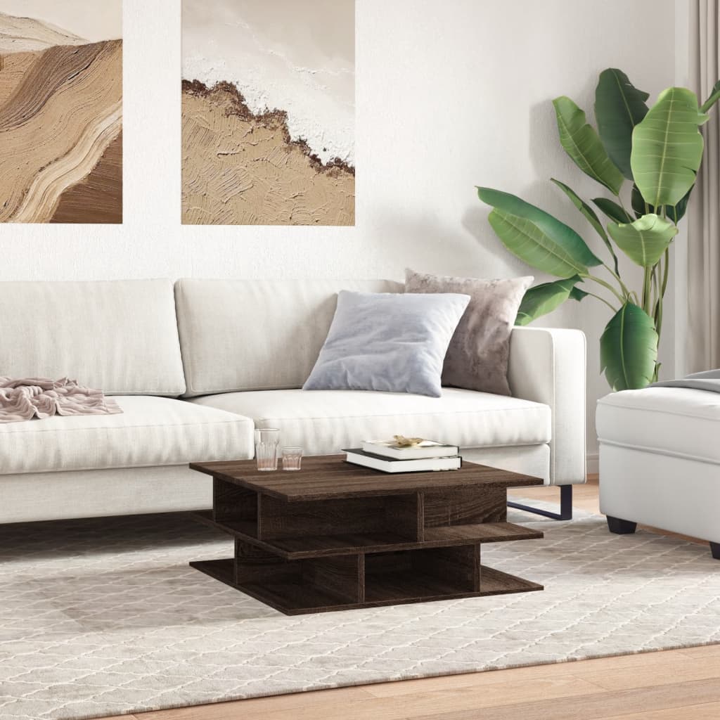 Τραπεζάκι Σαλονιού Καφέ Δρυς 70x70x29 εκ. από Επεξεργ. Ξύλο 3