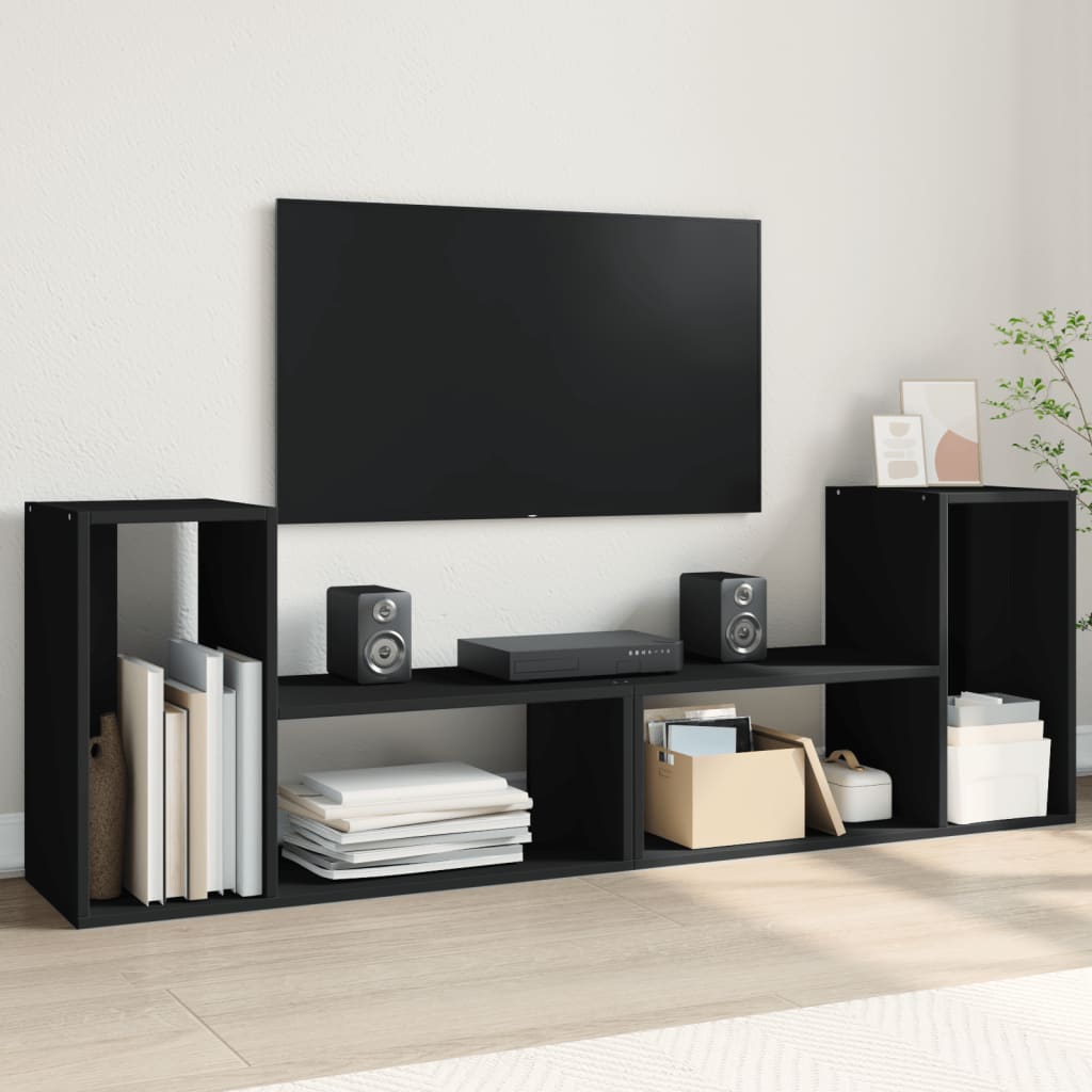 Έπιπλα Τηλεόρασης 2 τεμ. Μαύρα 75x30x50 εκ. Επεξεργασμένο Ξύλο 1