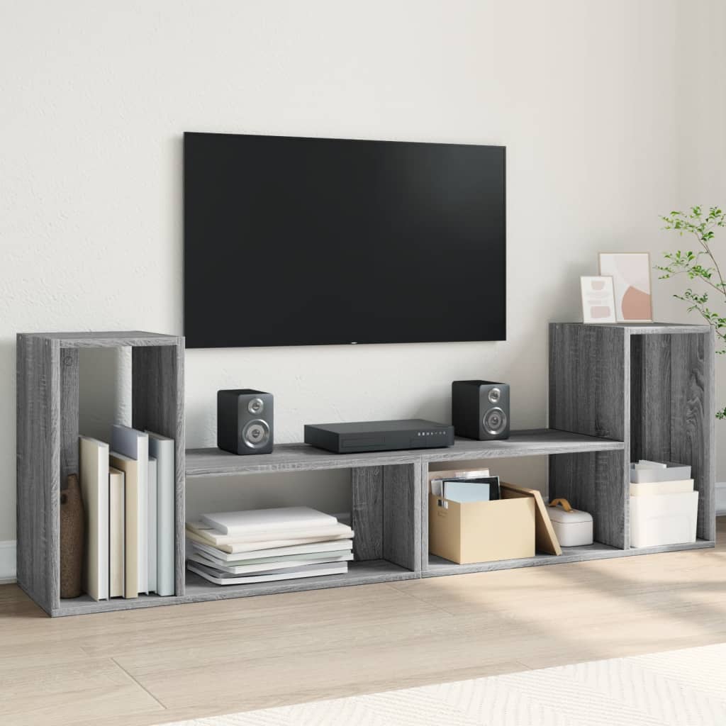Έπιπλα Τηλεόρασης 2 τεμ. Γκρι Sonoma 75x30x50 εκ. Επεξ. Ξύλο 1