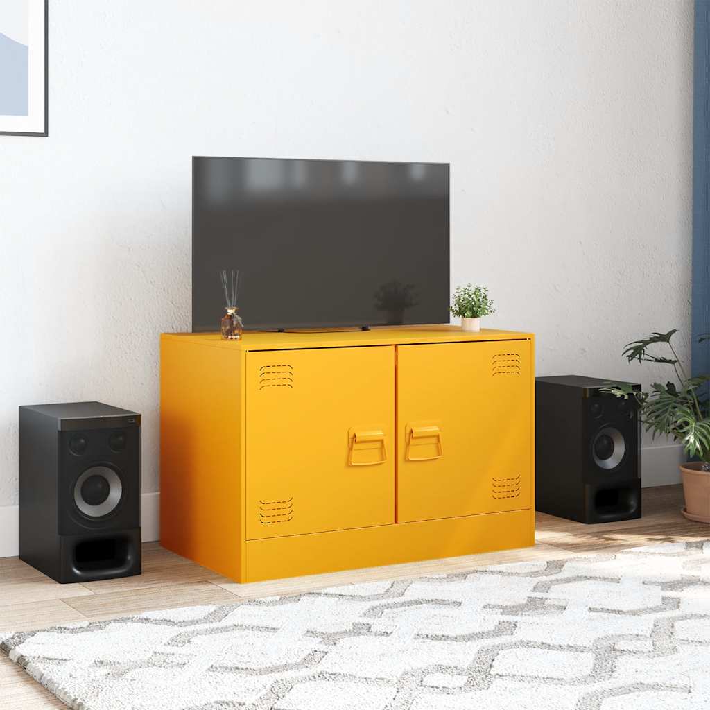 Έπιπλο Τηλεόρασης Μουσταρδί Κίτρινο 67x39x44 εκ. από Ατσάλι 3
