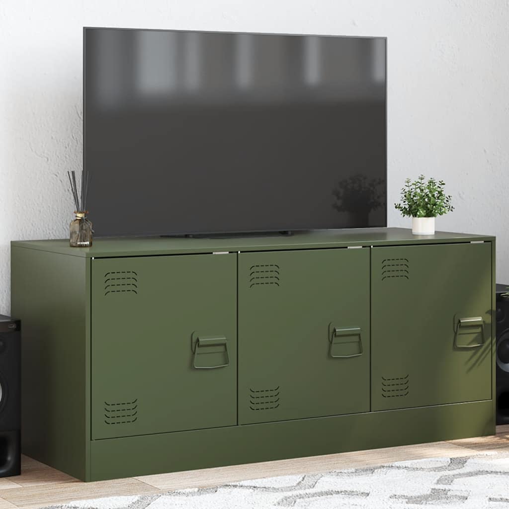 Έπιπλο Τηλεόρασης Πράσινο Λαδί 99x39x44 εκ. από Ατσάλι 1