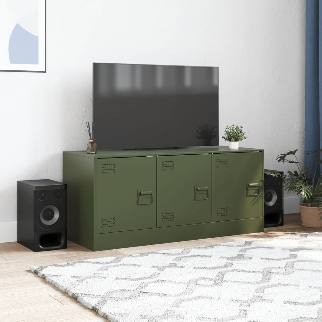 Έπιπλο Τηλεόρασης Πράσινο Λαδί 99x39x44 εκ. από Ατσάλι 3
