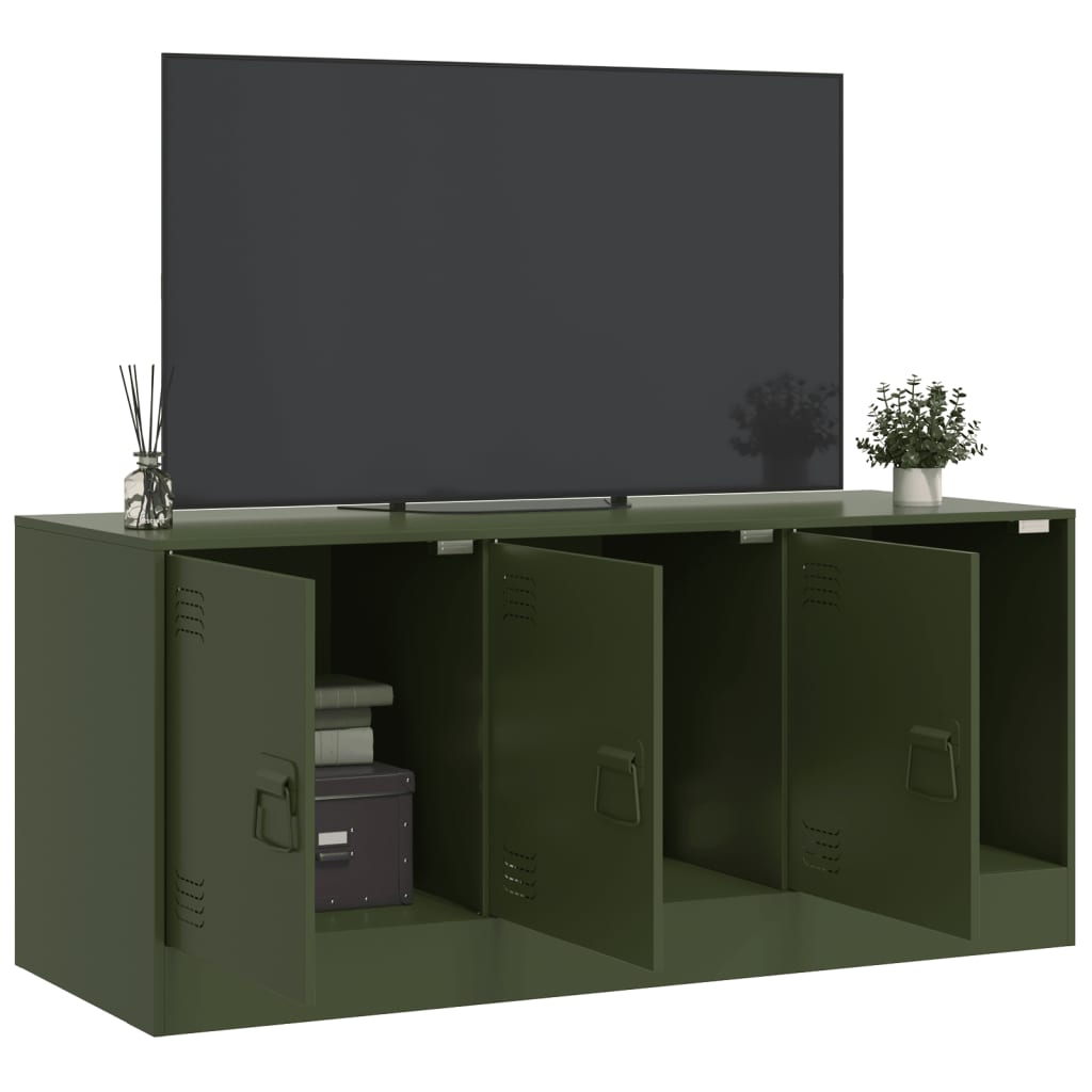 Έπιπλο Τηλεόρασης Πράσινο Λαδί 99x39x44 εκ. από Ατσάλι 4