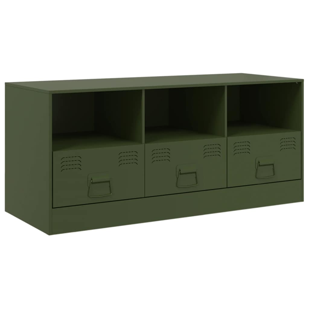Έπιπλο Τηλεόρασης Πράσινο Λαδί 99x39x44 εκ. από Ατσάλι 2