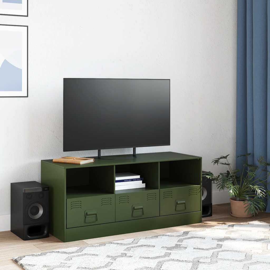 Έπιπλο Τηλεόρασης Πράσινο Λαδί 99x39x44 εκ. από Ατσάλι 3