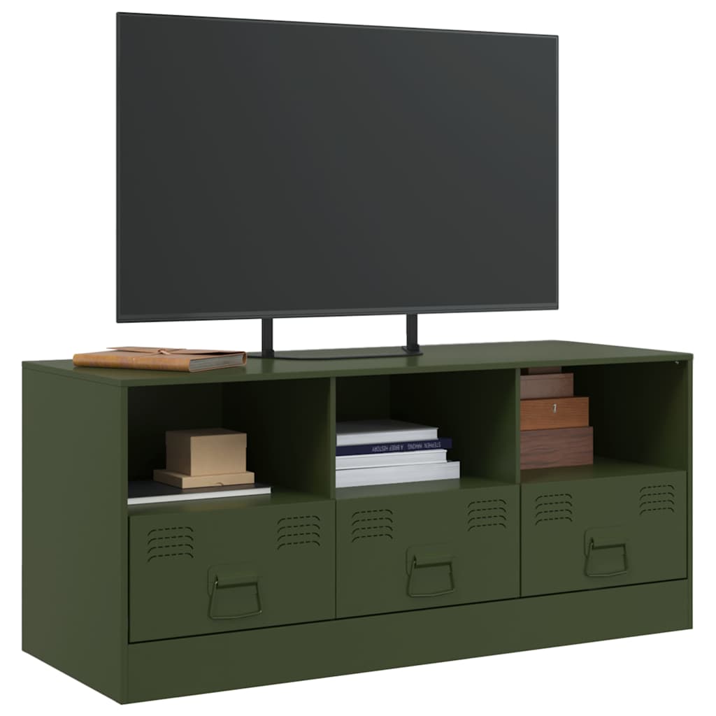 Έπιπλο Τηλεόρασης Πράσινο Λαδί 99x39x44 εκ. από Ατσάλι 4