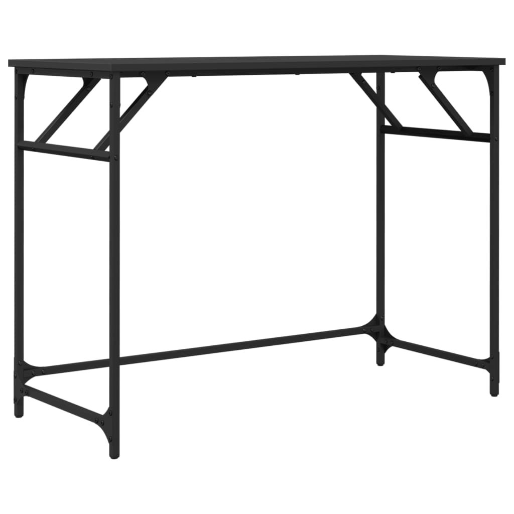 Γραφείο Μαύρο 100x45x76 εκ. Επεξ. Ξύλο/Ατσάλι Ηλ. Βαφή Πούδρας 2