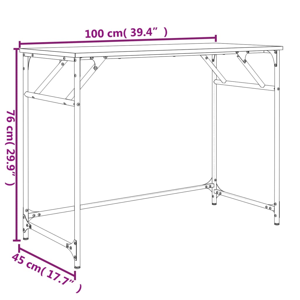Γραφείο Γκρι Sonoma100x45x76εκ Επ. Ξύλο/Ατσάλι Ηλ. Βαφή Πούδρας 10
