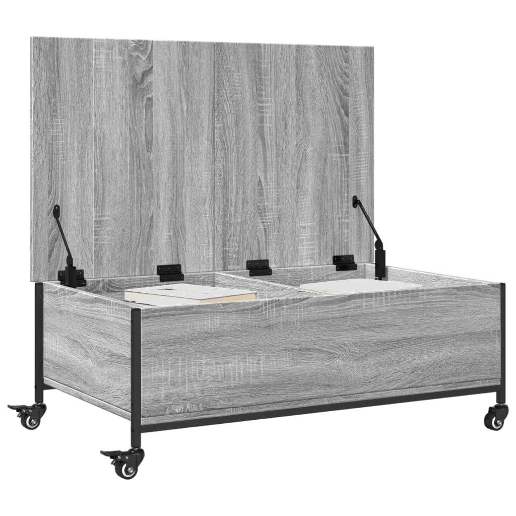 Τραπεζάκι Σαλονιού Ροδάκια Γκρι Sonoma 91x55x34 εκ. Επεξ. Ξύλο 5