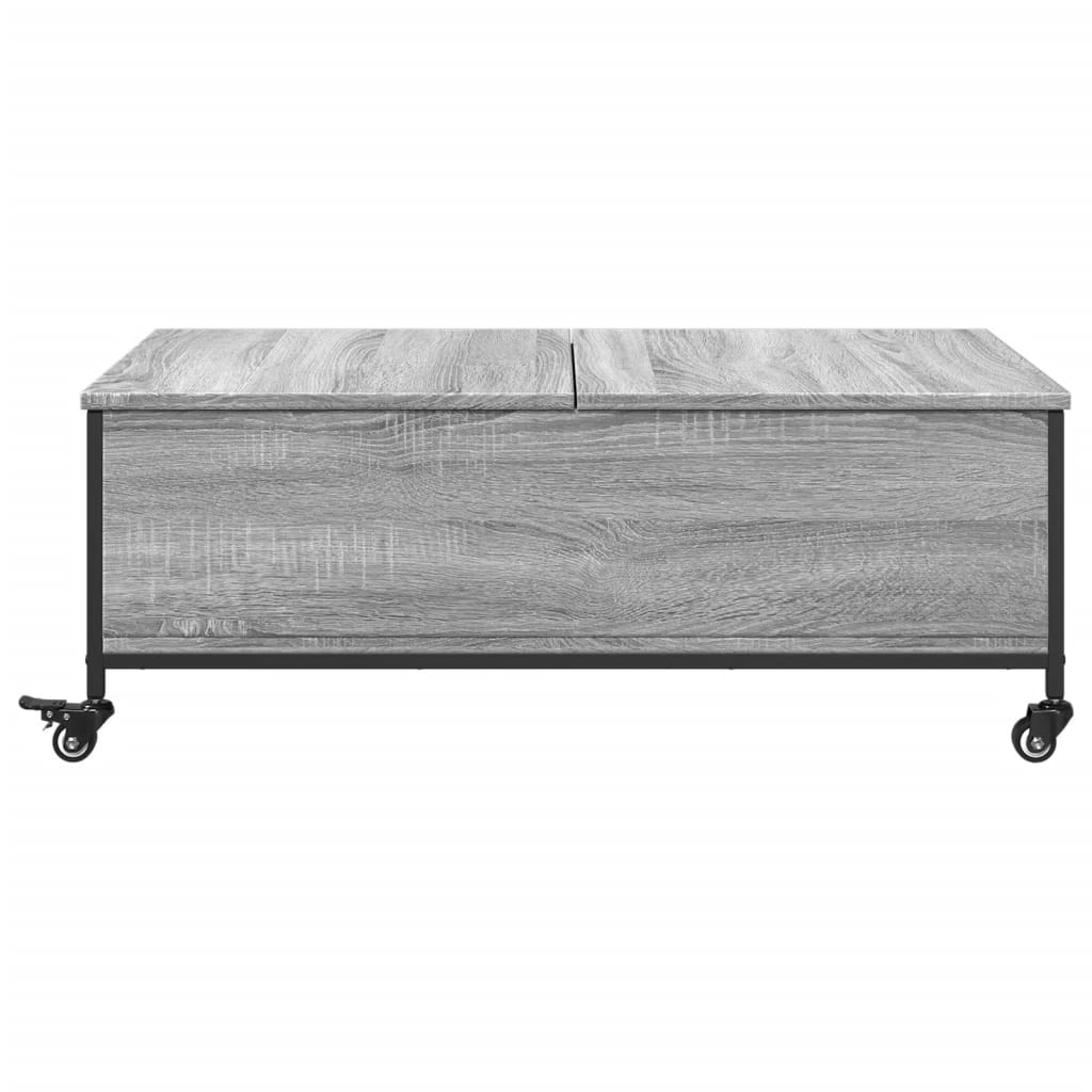 Τραπεζάκι Σαλονιού Ροδάκια Γκρι Sonoma 91x55x34 εκ. Επεξ. Ξύλο 6