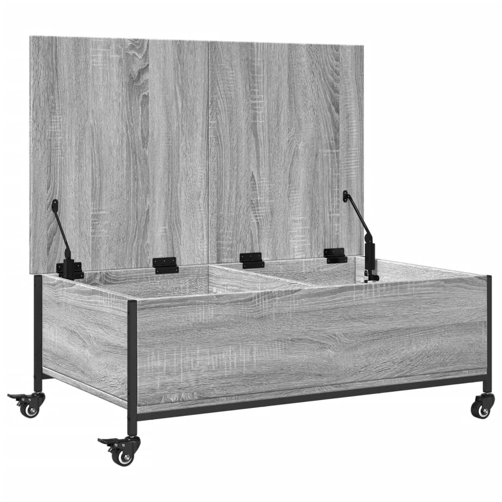 Τραπεζάκι Σαλονιού Ροδάκια Γκρι Sonoma 91x55x34 εκ. Επεξ. Ξύλο 7