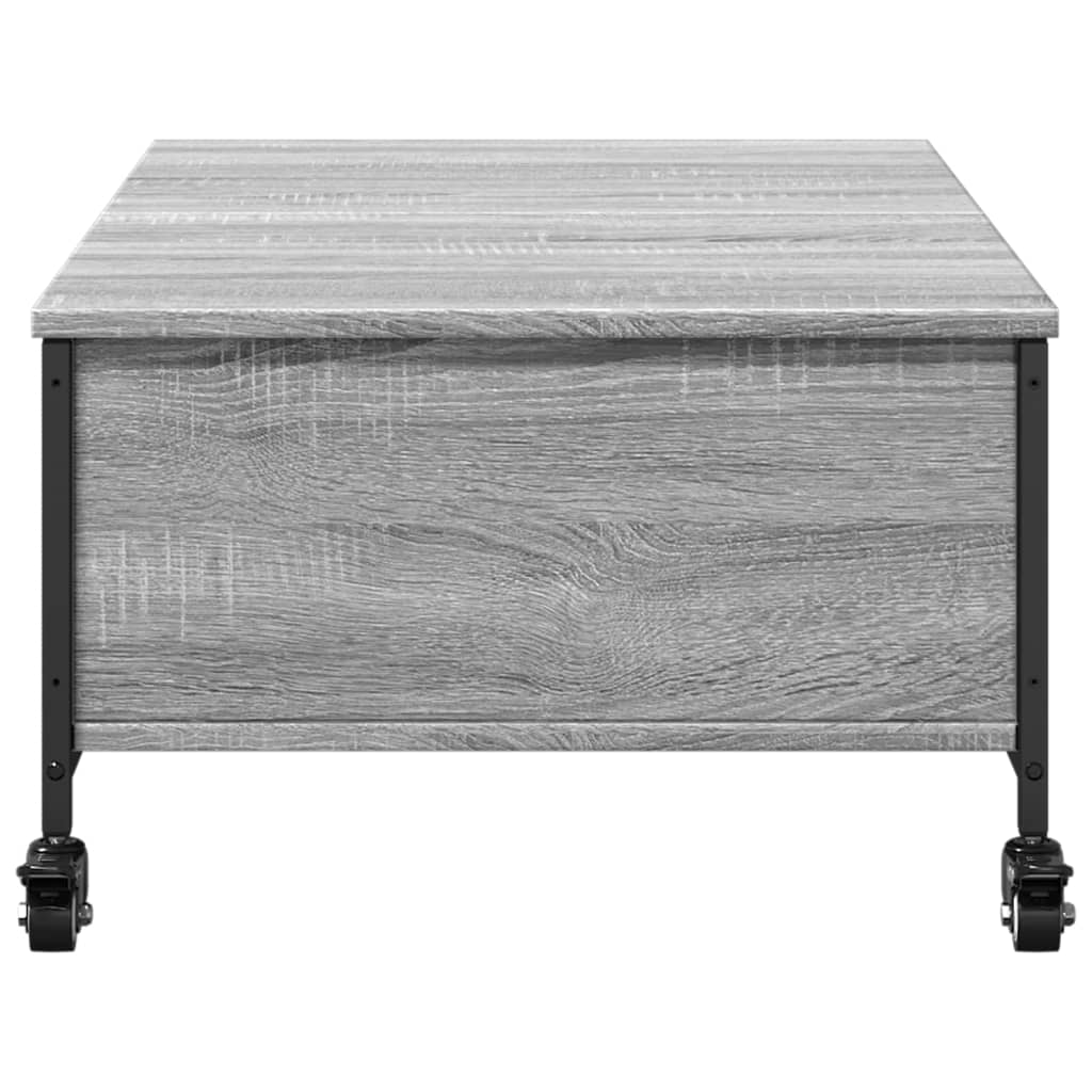 Τραπεζάκι Σαλονιού Ροδάκια Γκρι Sonoma 91x55x34 εκ. Επεξ. Ξύλο 8
