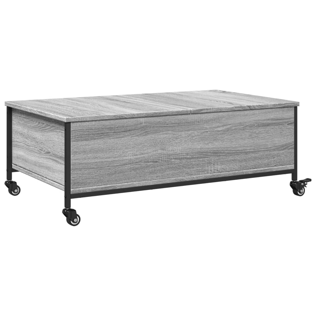 Τραπεζάκι Σαλονιού Ροδάκια Γκρι Sonoma 91x55x34 εκ. Επεξ. Ξύλο 9