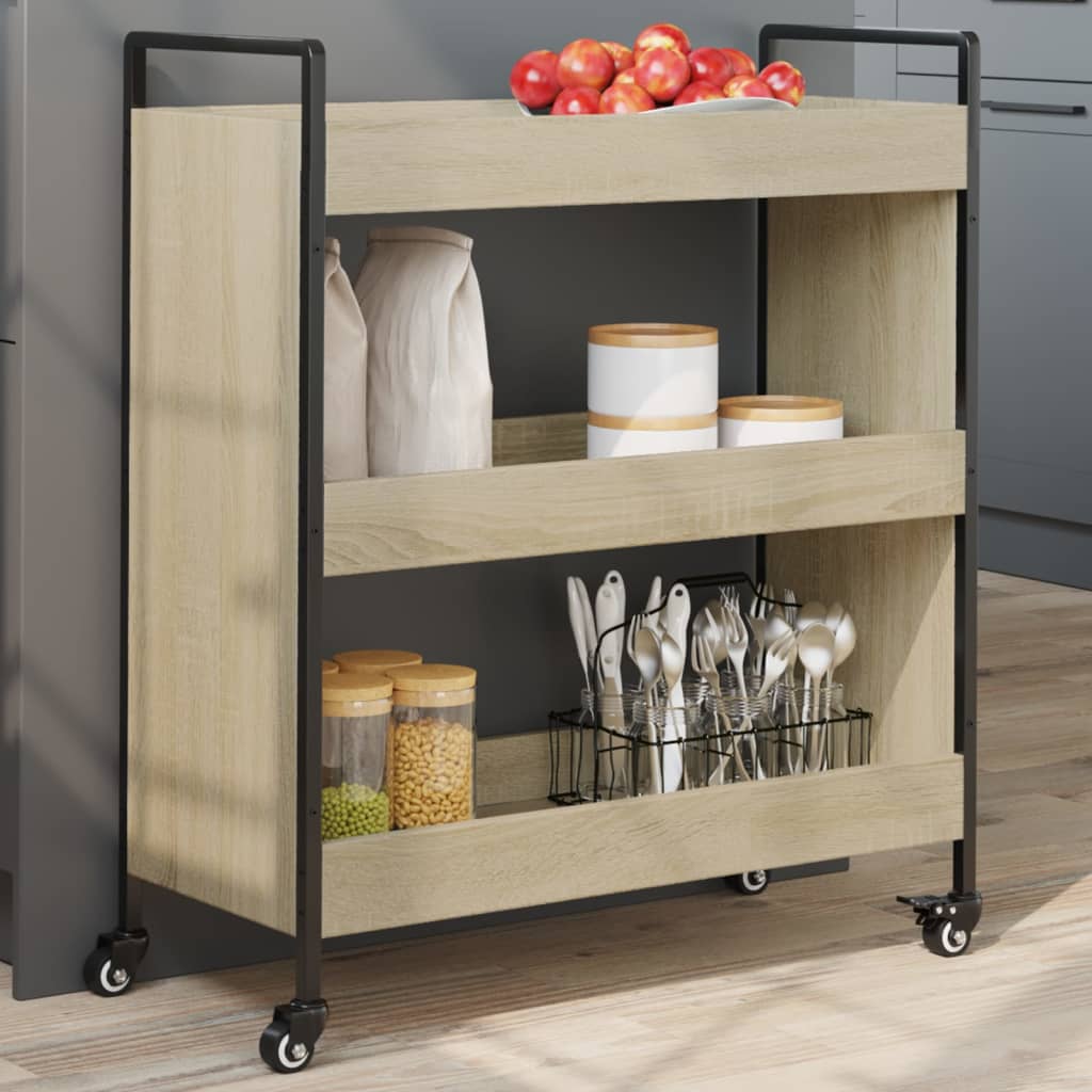 Τρόλεϊ Κουζίνας Sonoma Δρυς 70x30x82 εκ. από Επεξεργασμένο Ξύλο 1