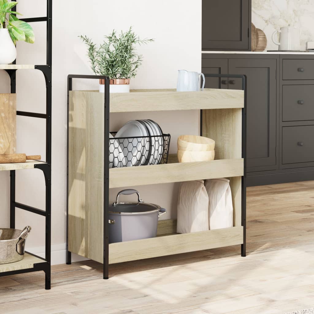 Τρόλεϊ Κουζίνας Sonoma Δρυς 70x30x82 εκ. από Επεξεργασμένο Ξύλο 3