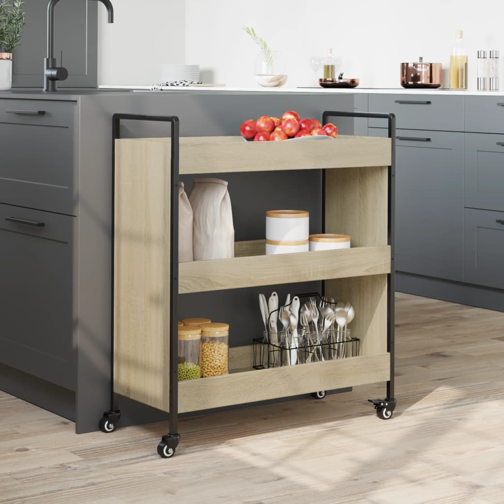 Τρόλεϊ Κουζίνας Sonoma Δρυς 70x30x82 εκ. από Επεξεργασμένο Ξύλο 4