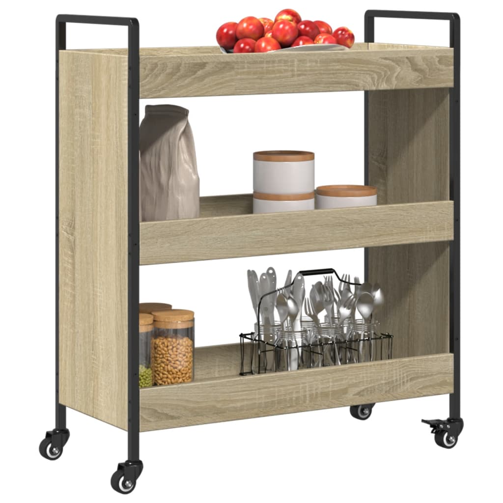 Τρόλεϊ Κουζίνας Sonoma Δρυς 70x30x82 εκ. από Επεξεργασμένο Ξύλο 6