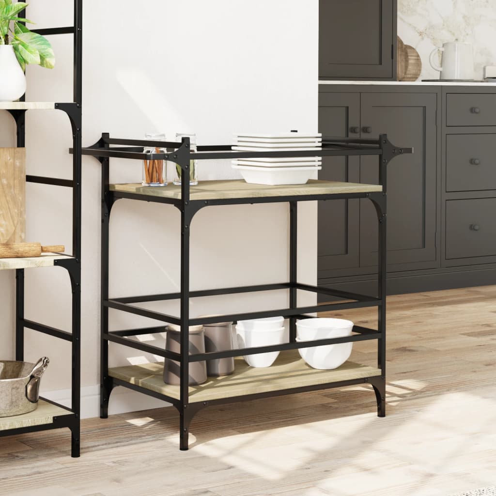 Τρόλεϊ Κουζίνας Sonoma Δρυς 82x40x78,5 εκ. Επεξεργασμένο Ξύλο 3
