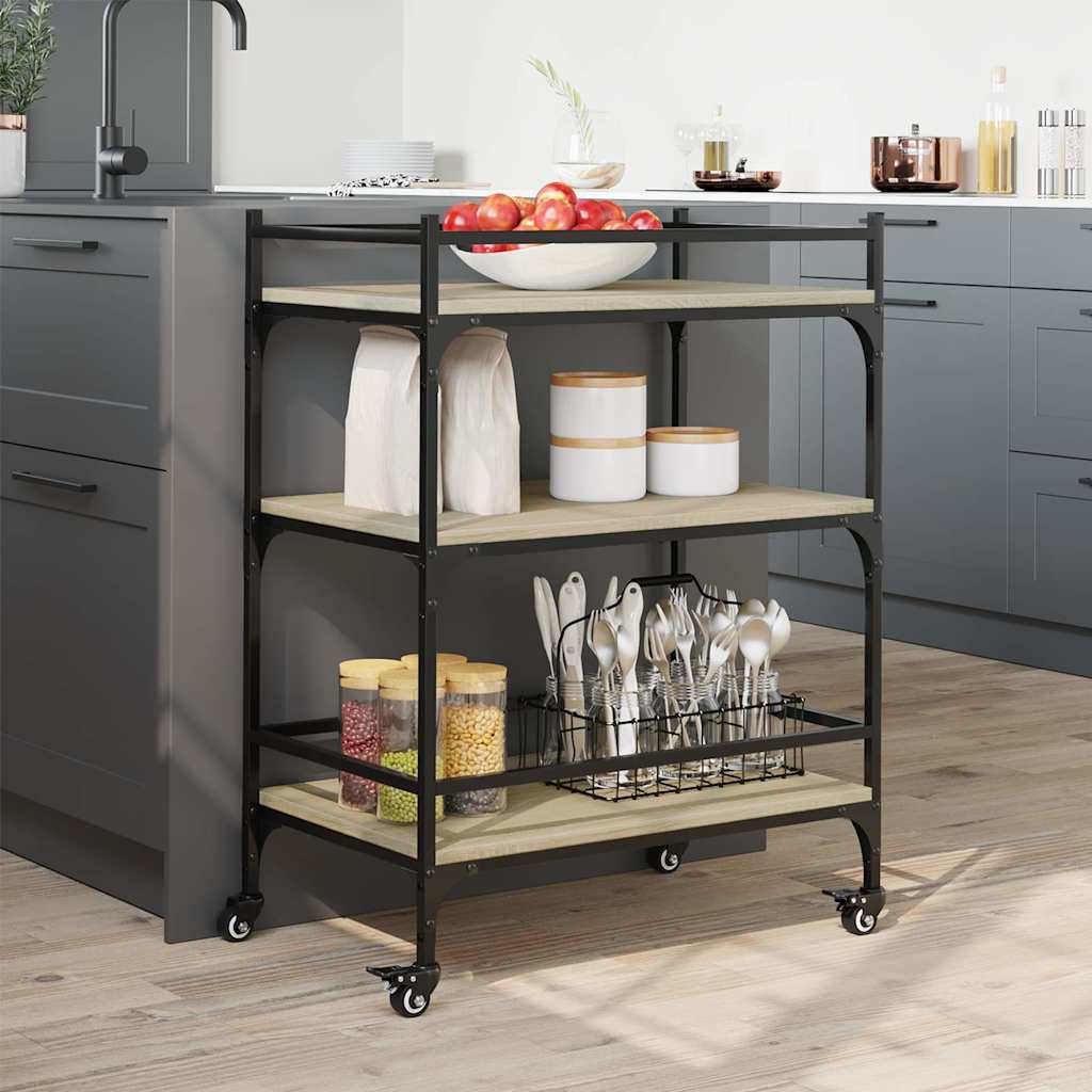 Τρόλεϊ Κουζίνας Sonoma Δρυς 65x40x86,5 εκ. Επεξεργασμένο Ξύλο 3