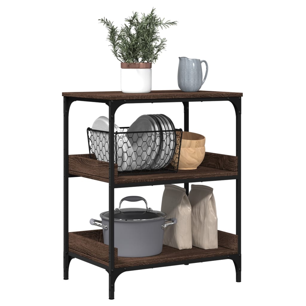 Τρόλεϊ Κουζίνας Καφέ Δρυς 60x41x80,5 εκ. από Επεξεργασμένο Ξύλο 6