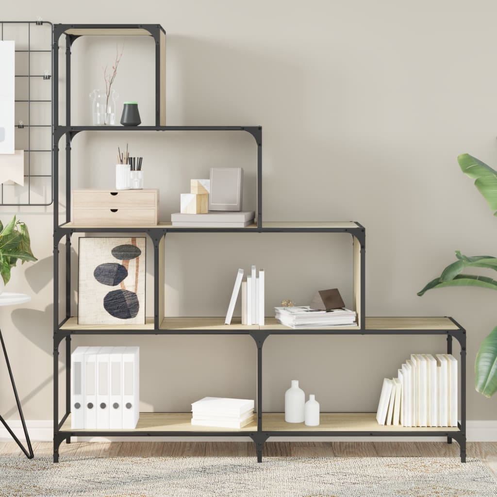 Βιβλιοθήκη Σκάλα 4 Ράφια Sonoma Δρυς 139x33,5x149 εκ Επεξ. Ξύλο 4