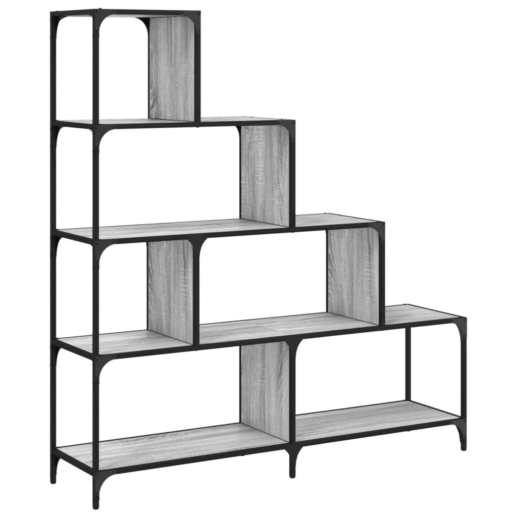 Βιβλιοθήκη Σκάλα 4 Ράφια Γκρι Sonoma 139x33,5x149 εκ Επεξ. Ξύλο 2