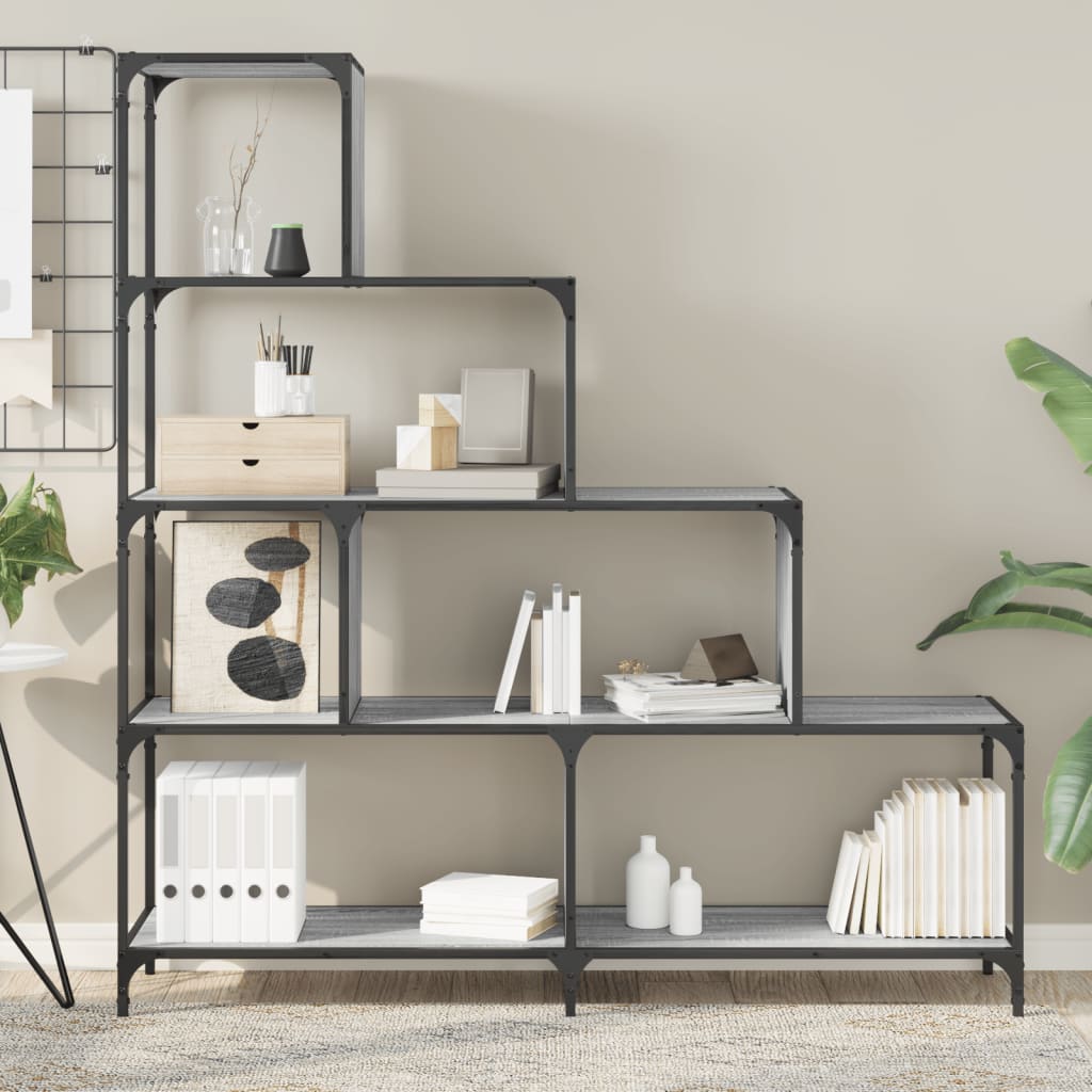 Βιβλιοθήκη Σκάλα 4 Ράφια Γκρι Sonoma 139x33,5x149 εκ Επεξ. Ξύλο 4