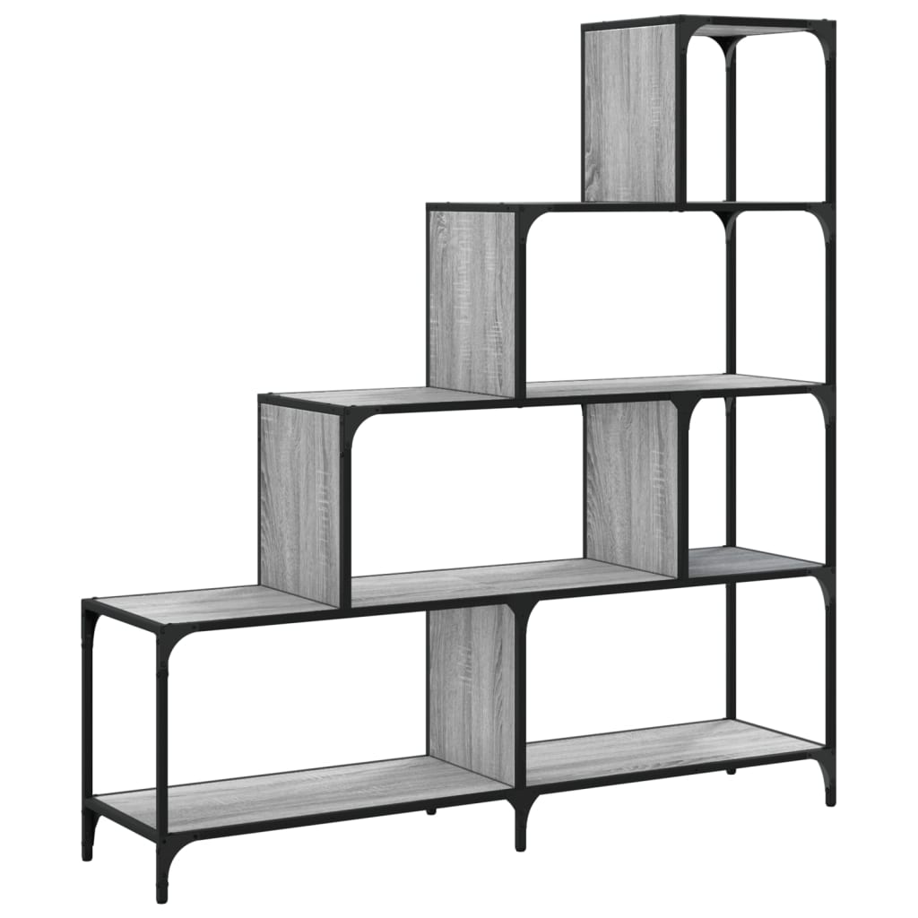 Βιβλιοθήκη Σκάλα 4 Ράφια Γκρι Sonoma 139x33,5x149 εκ Επεξ. Ξύλο 7