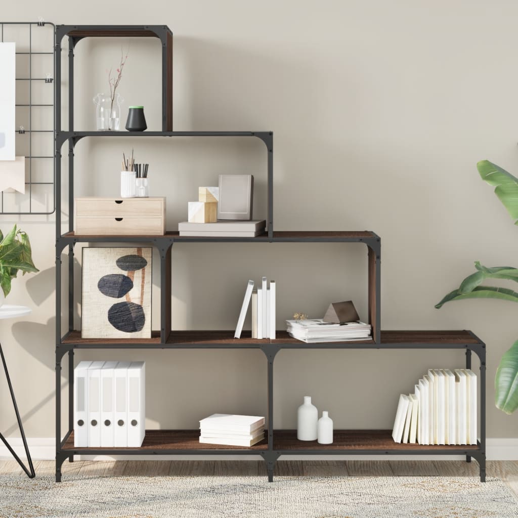 Βιβλιοθήκη Σκάλα 4 Ράφια Καφέ 139x33,5x149 εκ. Επεξ. Ξύλο 4