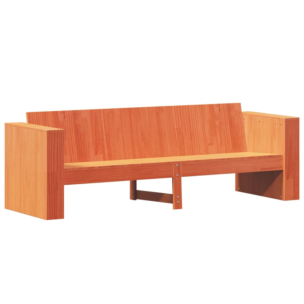 Καναπές Κήπου Τριθέσιος Καφέ 189x60x62 εκ. Μασίφ Ξύλο Πεύκου 2