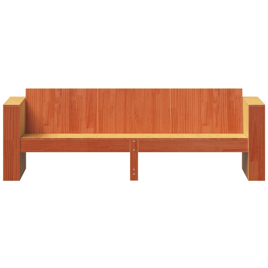 Καναπές Κήπου Τριθέσιος Καφέ 189x60x62 εκ. Μασίφ Ξύλο Πεύκου 4