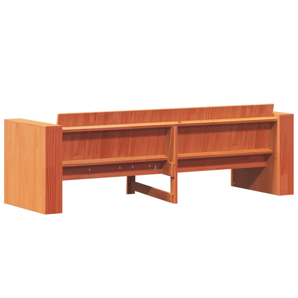 Καναπές Κήπου Τριθέσιος Καφέ 189x60x62 εκ. Μασίφ Ξύλο Πεύκου 6