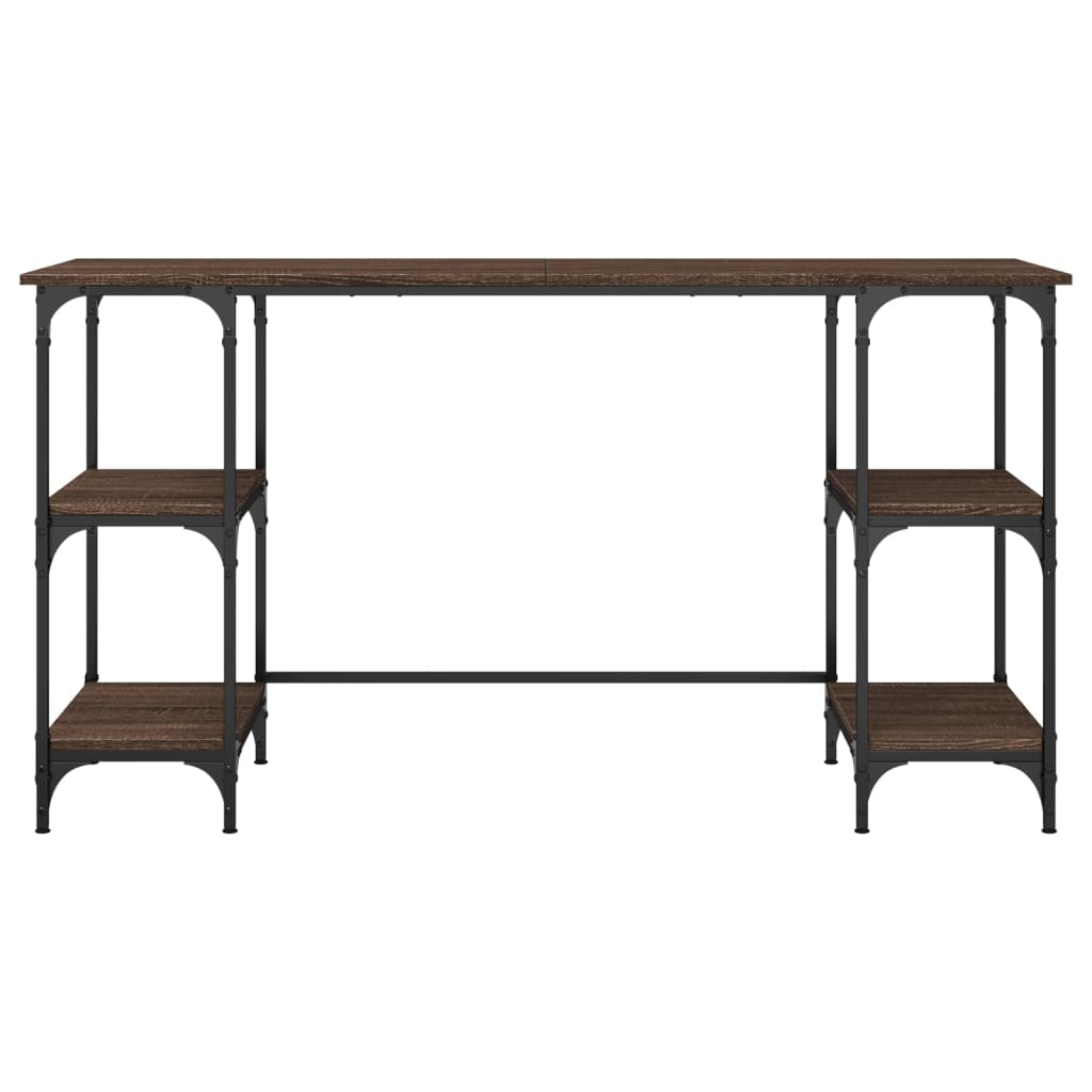 Γραφείο Καφέ Δρυς 140x50x75 εκ. Μέταλλο & Επεξεργασμένο Ξύλο 5