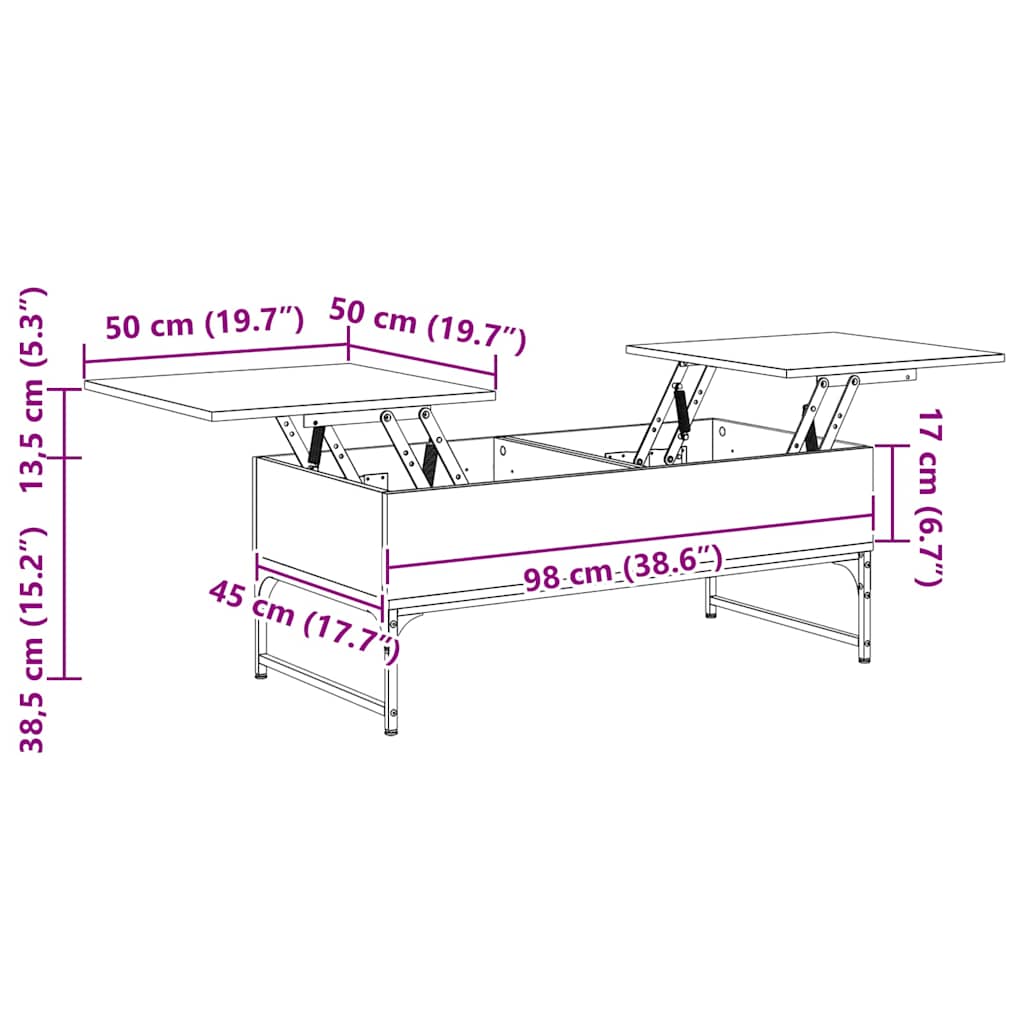 Τραπεζάκι Σαλονιού Γκρι Sonoma 100x50x40 εκ. Επ. Ξύλο & Μέταλλο 11