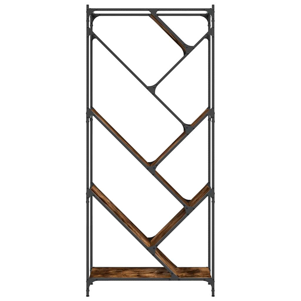 Βιβλιοθήκη Καπνιστή Δρυς 79x30x180 εκ. Επεξεργ. Ξύλο & Μέταλλο 5