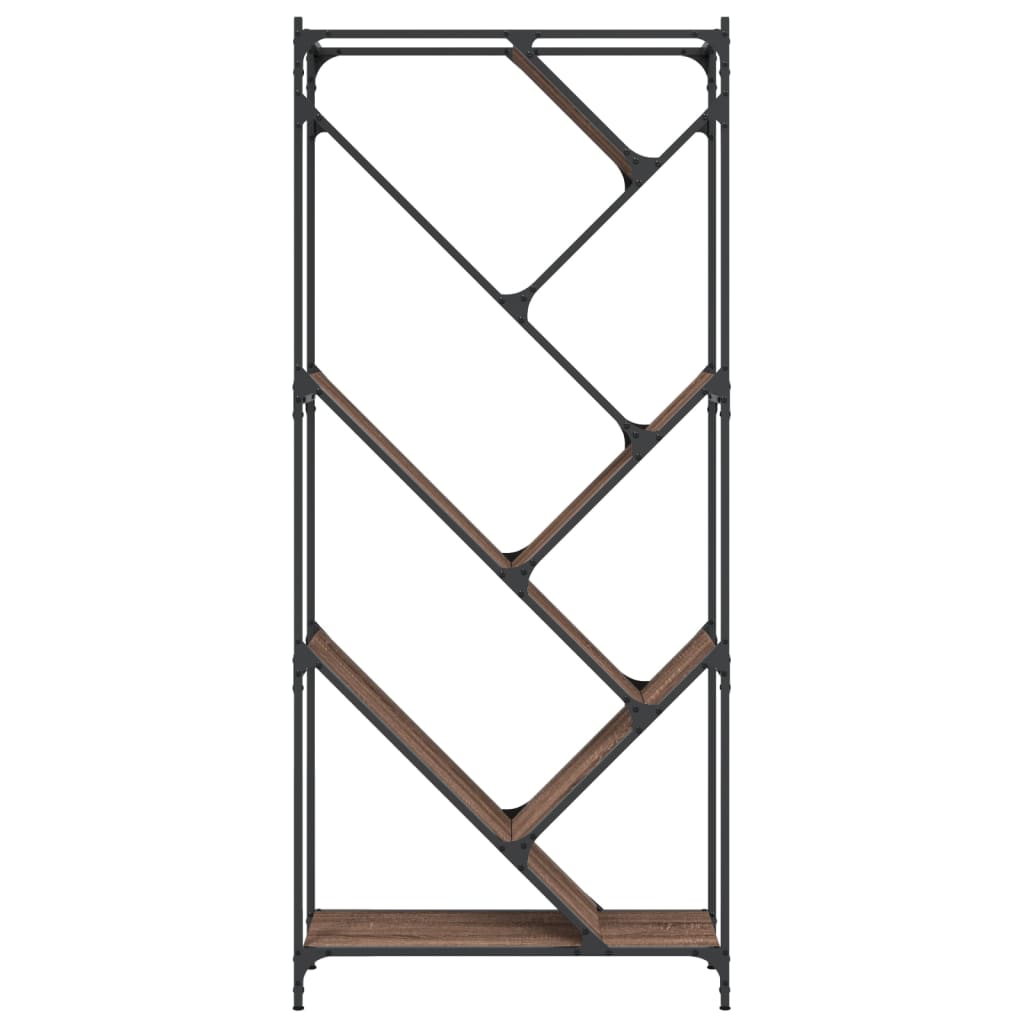 Βιβλιοθήκη Καφέ Δρυς 79x30x180 εκ. Επεξεργ. Ξύλο & Μέταλλο 5