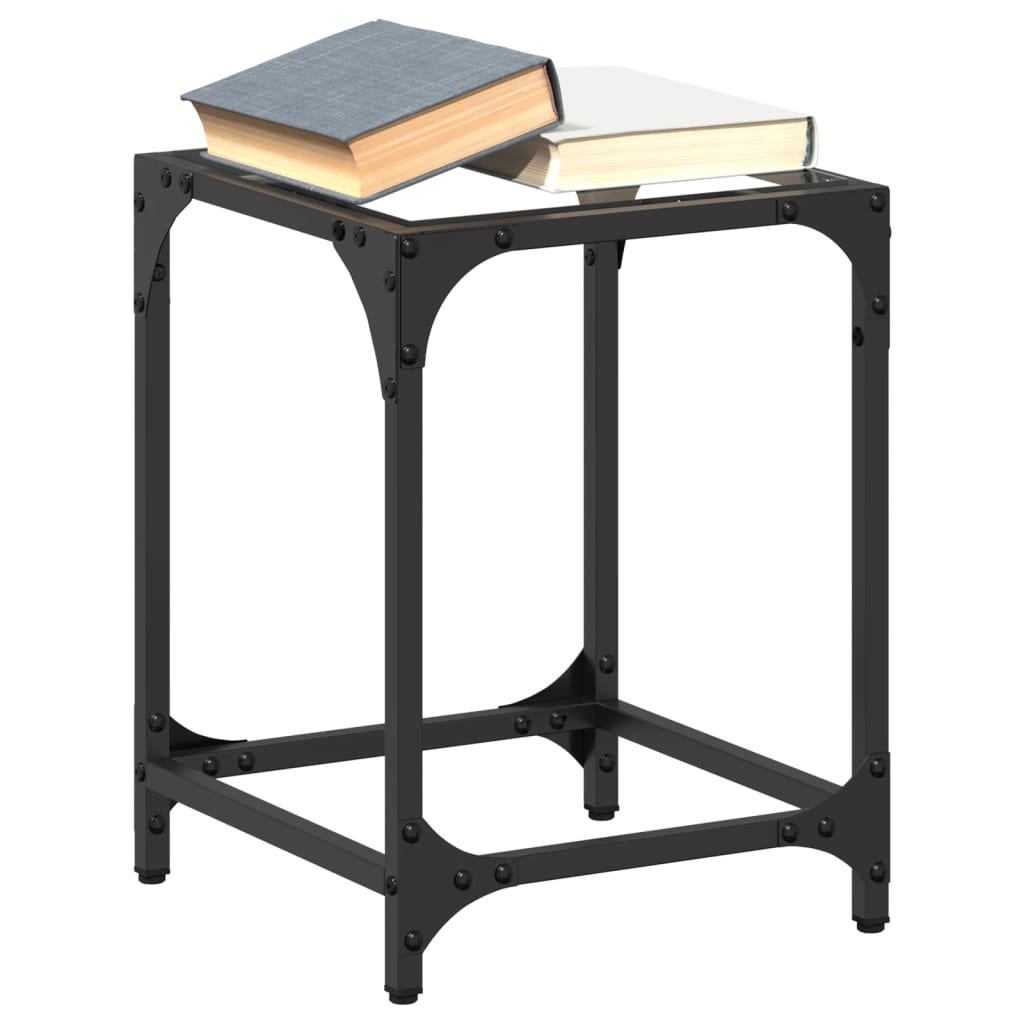 Τραπεζάκι Σαλονιού Επιφάνεια Διαφανές Γυαλί 30x30x40 εκ Ατσάλι 1