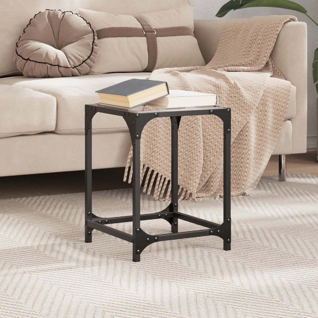 Τραπεζάκι Σαλονιού Επιφάνεια Διαφανές Γυαλί 30x30x40 εκ Ατσάλι 3