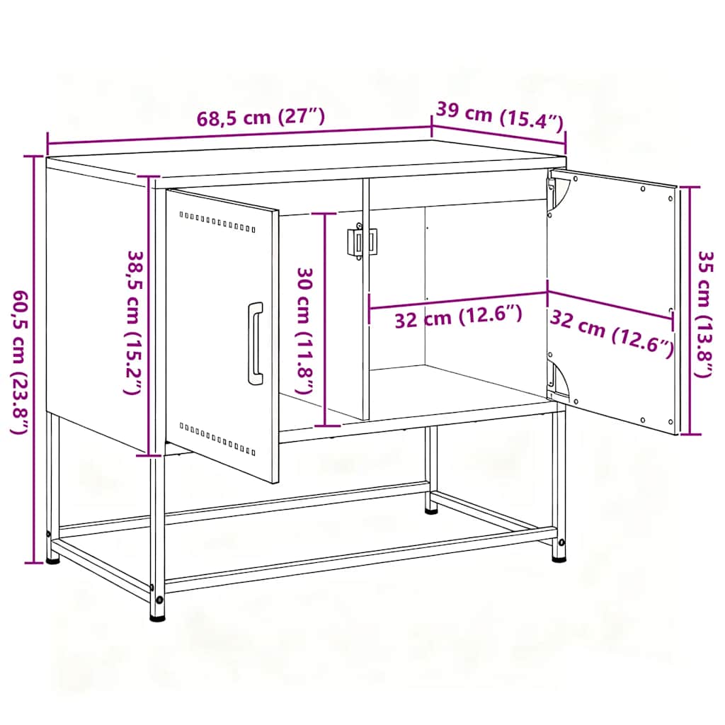 Έπιπλο Τηλεόρασης Λευκό 68,5x39x60,5 εκ. από Ατσάλι 12