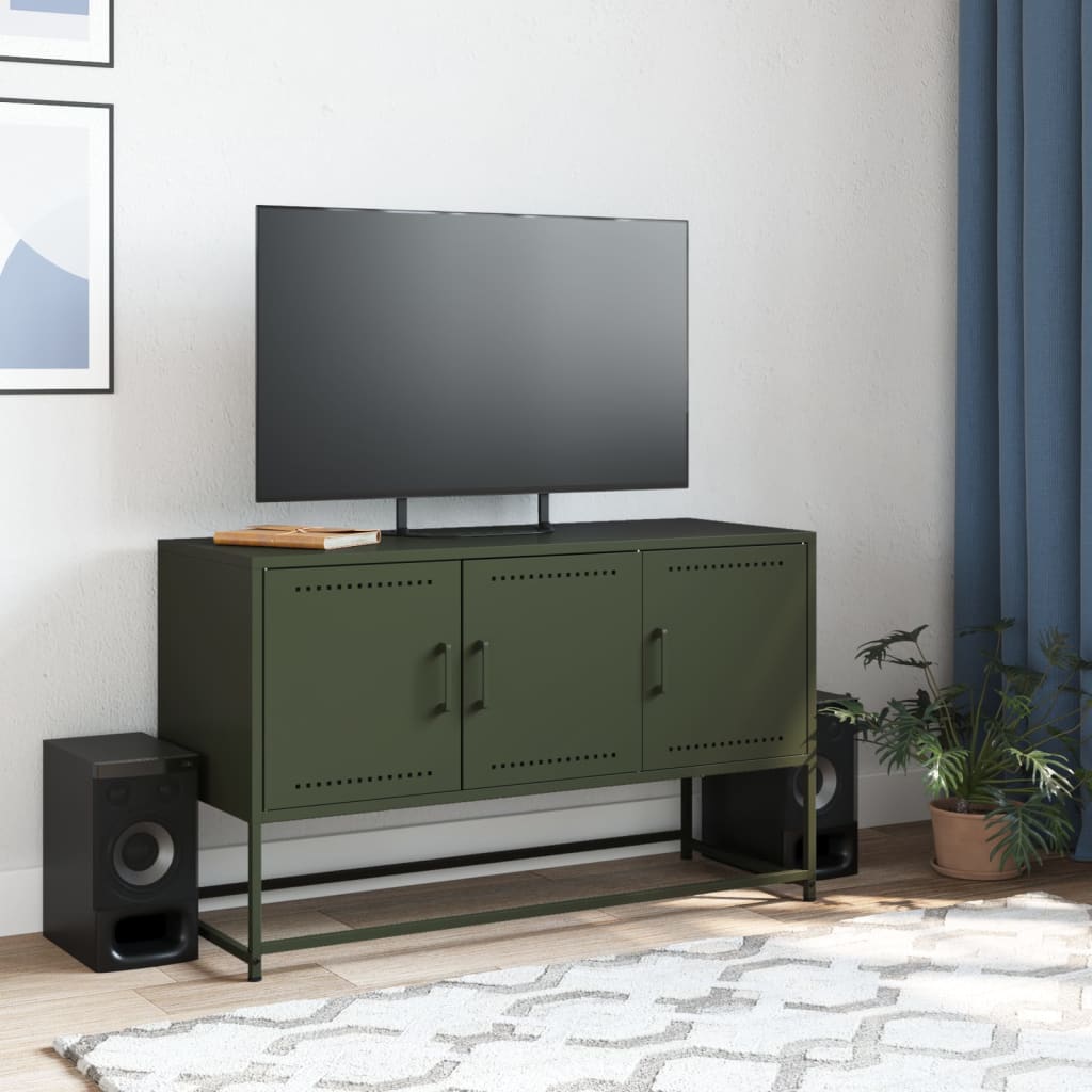 Έπιπλο Τηλεόρασης Πράσινο Λαδί 100,5x39x60,5 εκ. από Ατσάλι 3