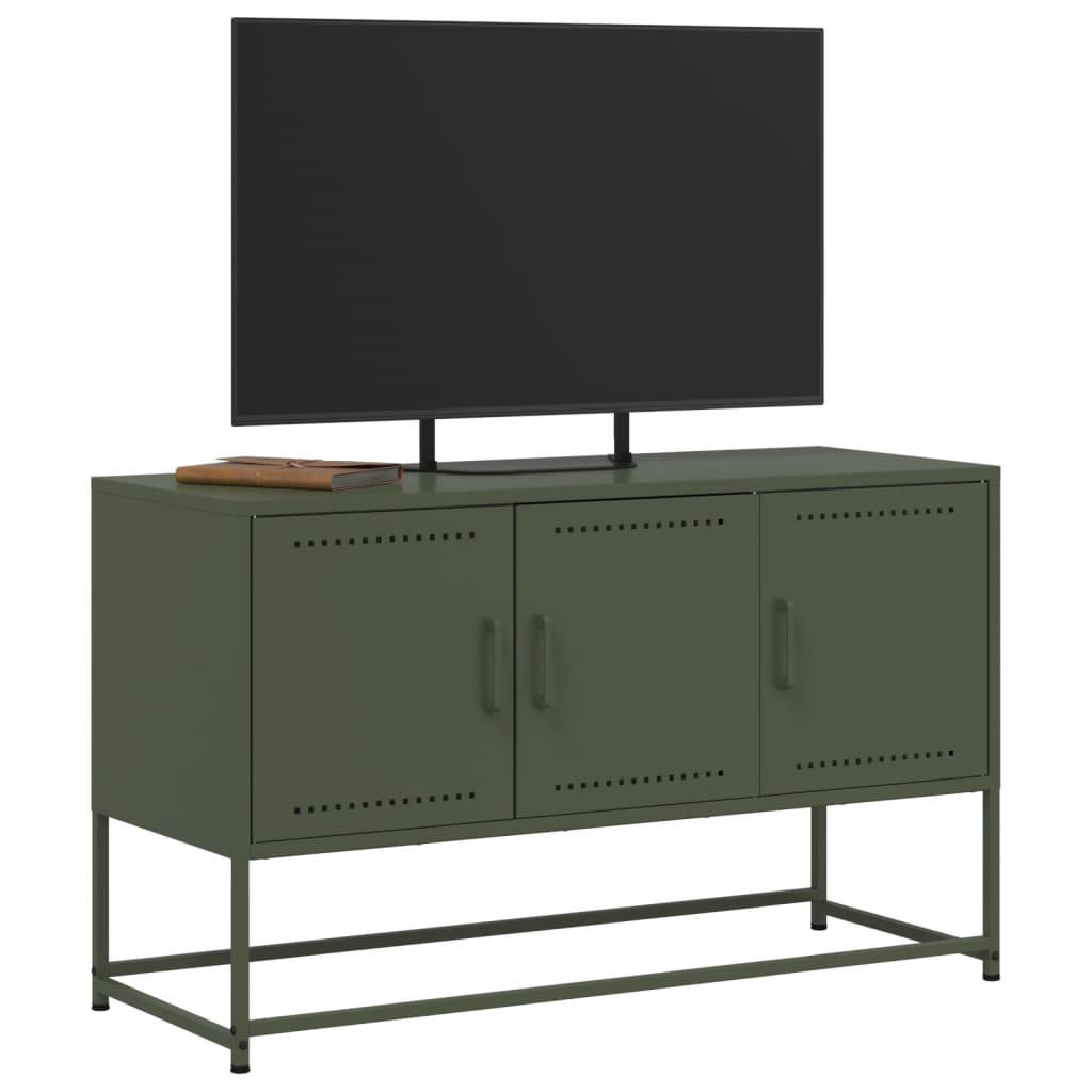 Έπιπλο Τηλεόρασης Πράσινο Λαδί 100,5x39x60,5 εκ. από Ατσάλι 4