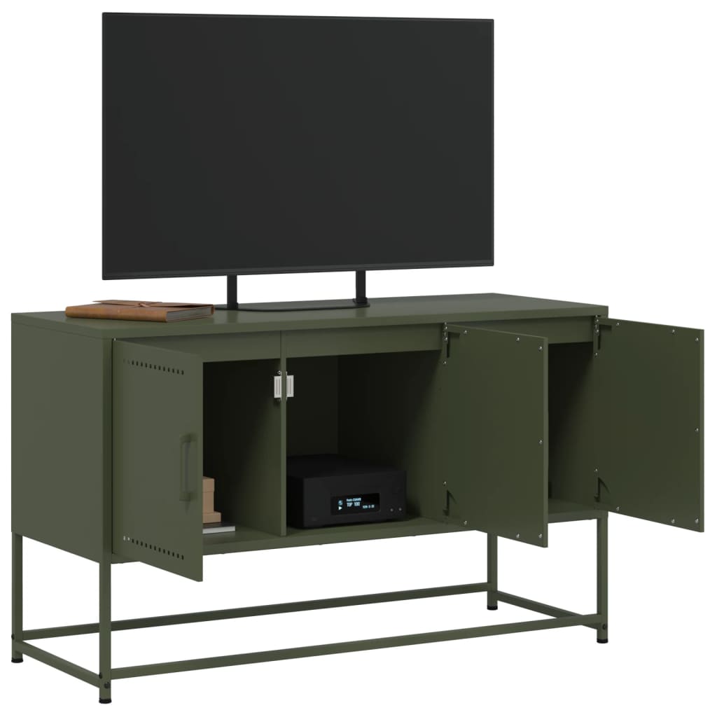 Έπιπλο Τηλεόρασης Πράσινο Λαδί 100,5x39x60,5 εκ. από Ατσάλι 5